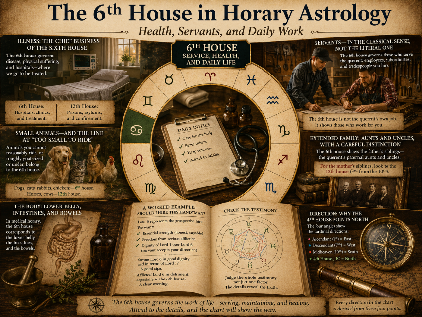 The Sixth House in Horary Astrology: Illness, Servants & Small Animals