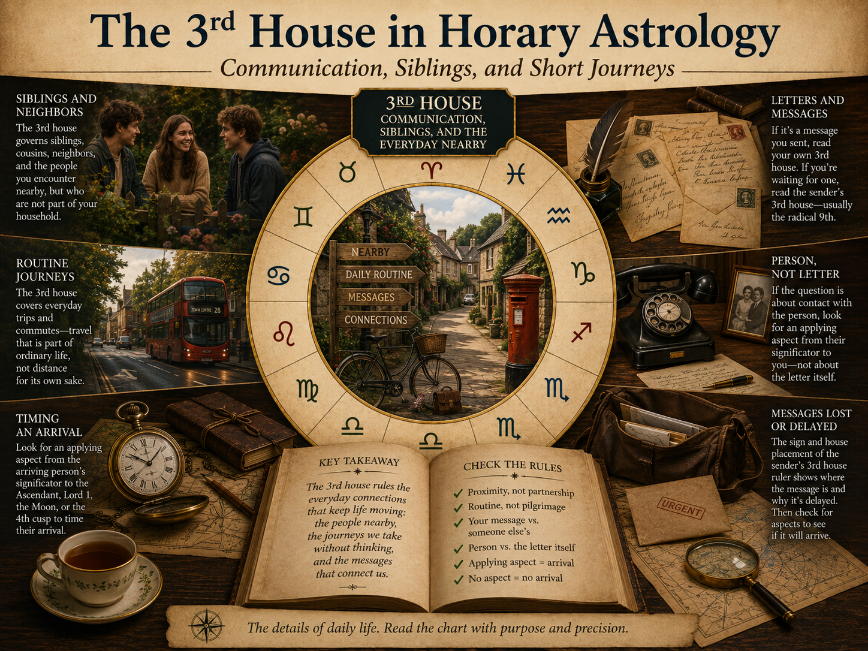The Third House in Horary: Communication, Siblings, Short Journeys